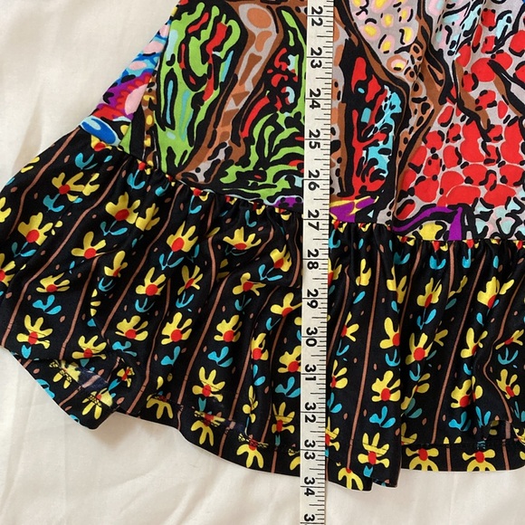 BETSY JOHNSON | Boho 🌸 multicolor Angel Wing Bell Sleeve Mini Dress size 8 - Picture 12 of 14